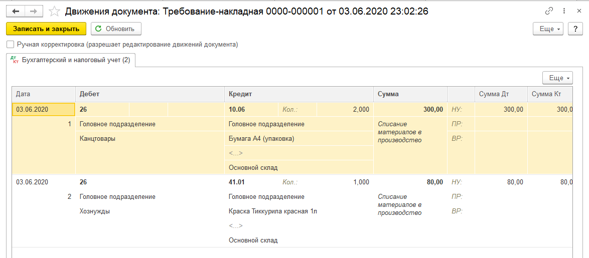 3 Проводки по списанию ТМЦ на общехозяйственные расходы